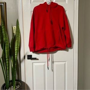 Zara Red Hoodie with Kangaroo Pockets and Drawstrings. Size Small